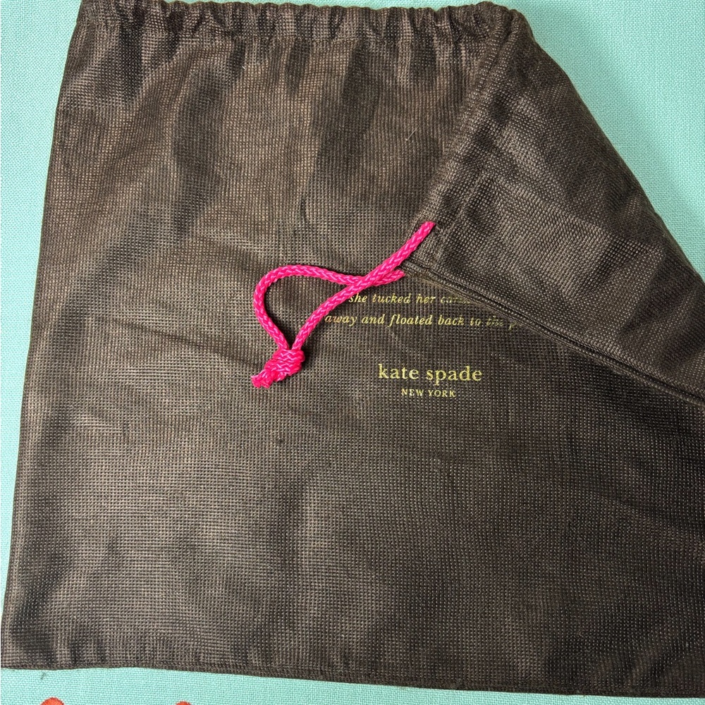 Kate Spade Brown Dust Bag Large 17x19 Logo Gold‎ Quote Pink Drawstring Storage